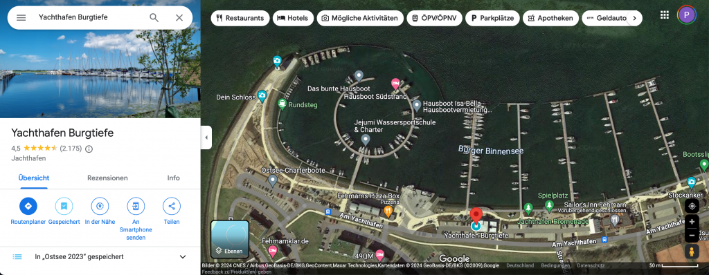 Google Maps Satellitenansicht des Hafens