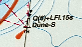 Seezeichen Düne-S auf Seekarte